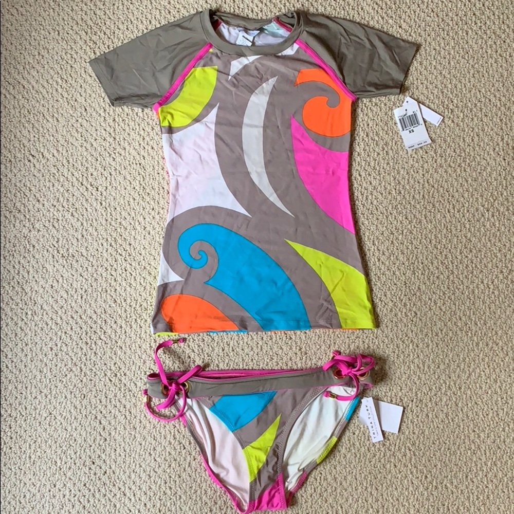 Trina Turk swimsuit / rash guard set. NWT